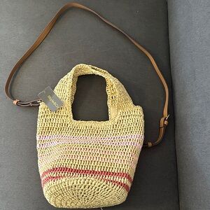 Sundance Woven Shoulder Bag with Pink and Red Stripes